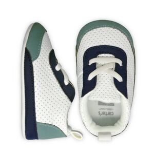 🌭Carter's White & Navy Baby Sneakers with Mint Accents
